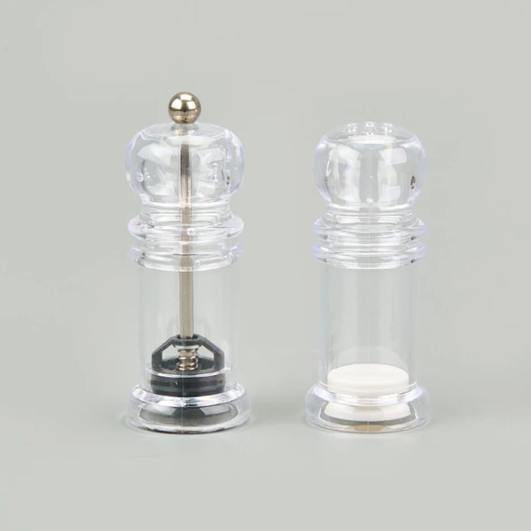 2'li Tuz Karabiber Değirmeni - Şeffaf - 11 cm ürün görseli