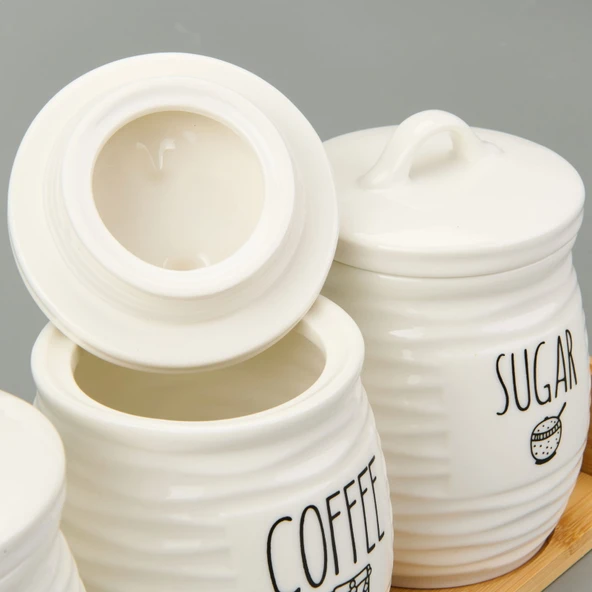 Kitchen 3'lü Seramik Baharatlık Seti - Beyaz - Resim 3