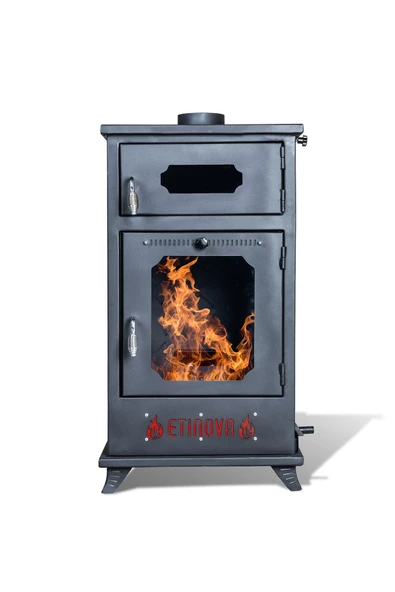 Etinova Eti-B8 Büyük Üç Tarafı Camlı Fırınlı Odun ve Pelet yakan Şömine Tipi Soba - 2