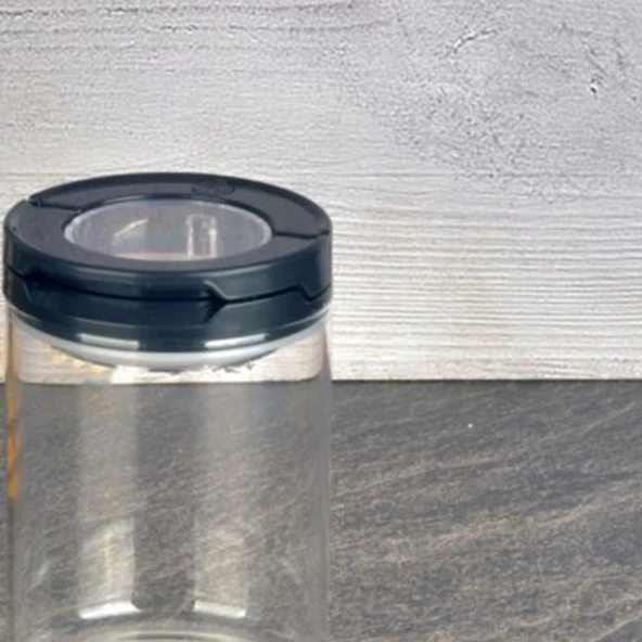Vakumlu Cam Kavanoz - Şeffaf / Siyah - 400 ml - Resim 2