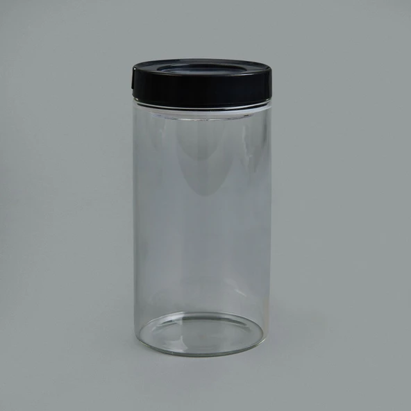 Vakumlu Cam Kavanoz - Şeffaf / Siyah - 600 ml ürün görseli
