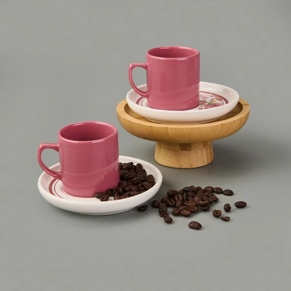 Kitchen Flowery Nordic 4 Parça Kahve Fincanı - Mürdüm - 110 ml - Resim 2