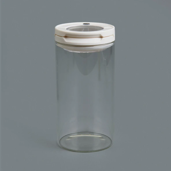 Vakumlu Cam Kavanoz - Şeffaf / Beyaz - 600 ml ürün görseli