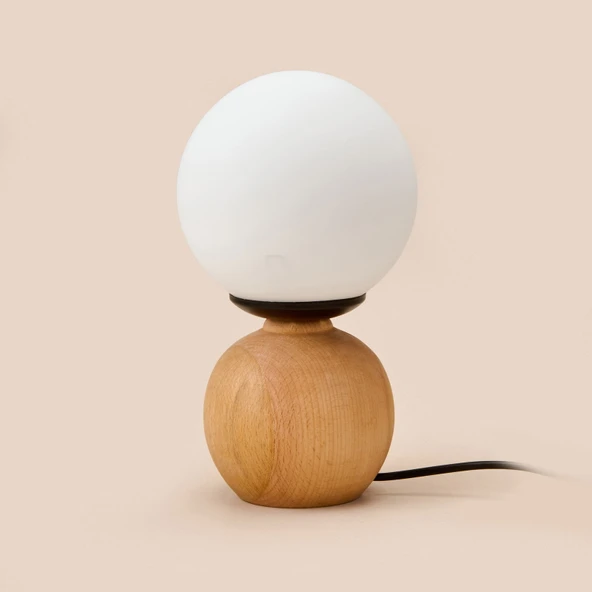 Lighting Opal Cam Top Abajur - Natürel / Beyaz - 26x15x15 cm - Resim 2