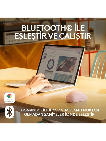 Logitech M240 Sessiz Kompakt Kablosuz Bluetooth Mouse - Pembe - 5