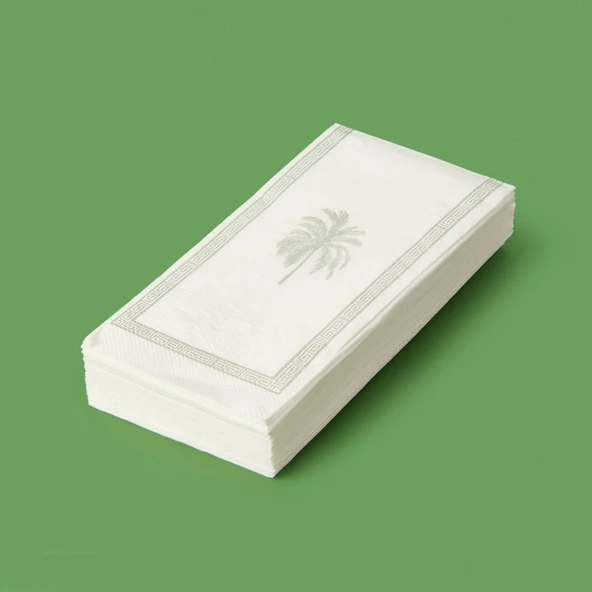 Kitchen 20'li Palmiye Desen Peçete - Gri / Beyaz - 16x8 cm ürün görseli 1