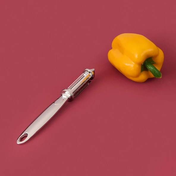 Çift Bıçaklı Yan Soyacak - Gümüş - 18 cm - Resim 2