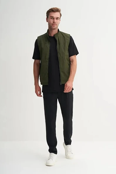 Cazador Regular Fit Baharlık Crinkle Kumaş Yelek-13285 - 1