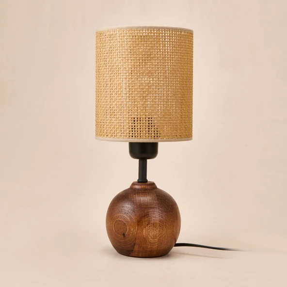 Lighting Simena Ahşap Abajur - Kahverengi / Ceviz - 36x15x15 cm - Resim 2