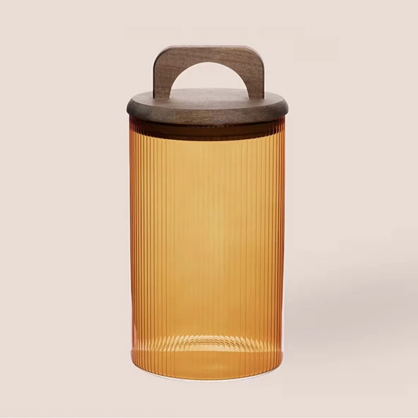 Mia Akasya Kulplu Cam Kavanoz - Amber - 1 lt ürün görseli