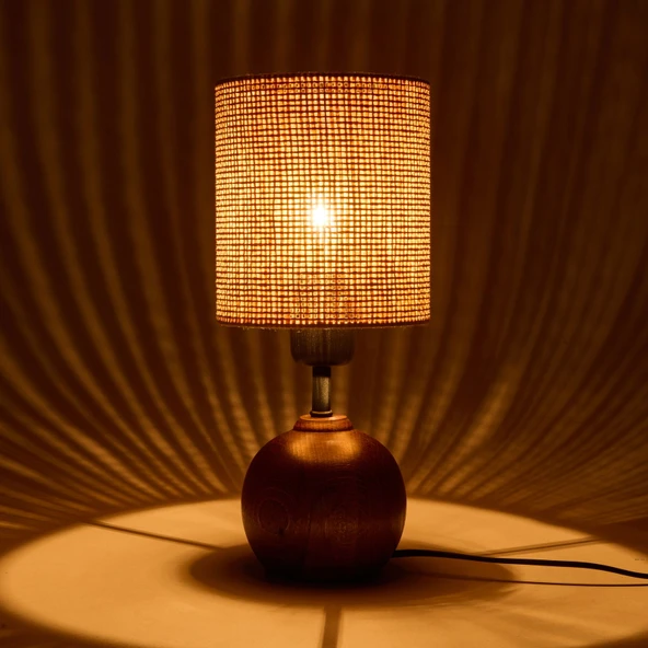 Lighting Simena Ahşap Abajur - Kahverengi / Ceviz - 36x15x15 cm - Resim 3