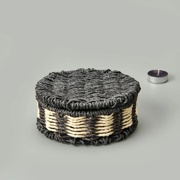 Living Elegant Curves Dekoratif Saklama Kutusu - Siyah / Beyaz - 15x5 cm - 2