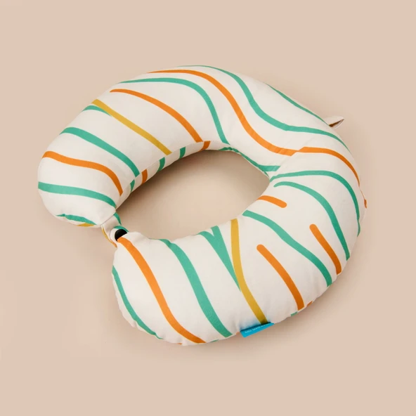 Çizgi Desenli Seyahat Boyun Yastığı - Renkli - 28,5x30 cm - Resim 2