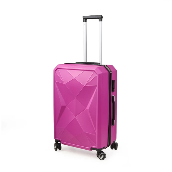 Travel Star Orta Boy ABS Valiz - Pembe - 66x45x26 cm - Resim 3
