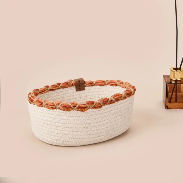 Living Urban Delight Dekoratif Sepet - Krem / Turuncu - 21x8 cm - Resim 2