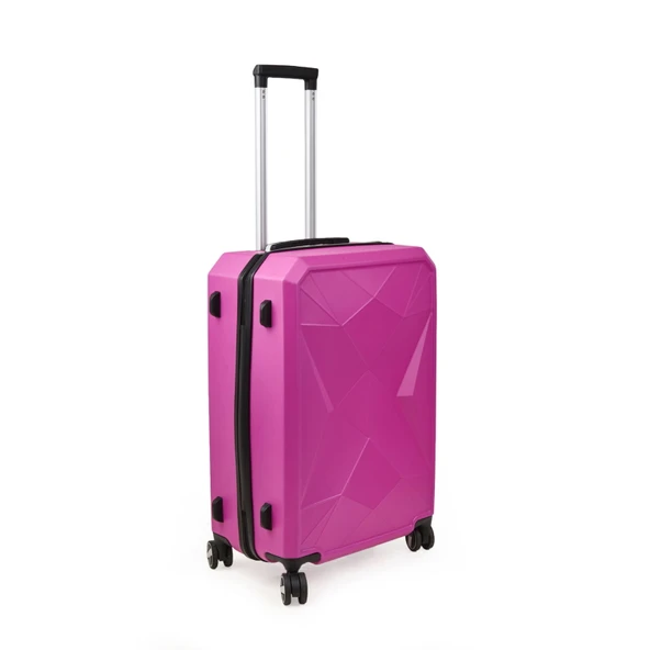 Travel Star Orta Boy ABS Valiz - Pembe - 66x45x26 cm - Resim 2