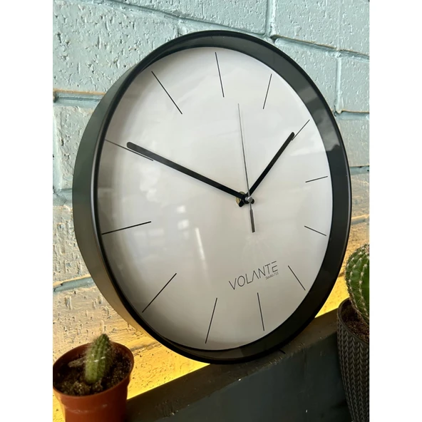 Lofty Duvar Saati - Siyah / Beyaz - 30 cm - Resim 2