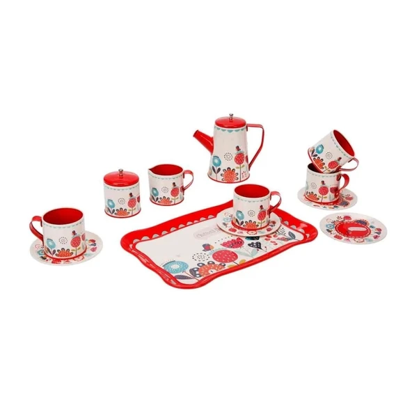 Eğitici Çocuk 4939 SUN-YFN-LCH-METAL ÇAY SETİ ÇİÇEK DSN 2A 12PRÇ - 4