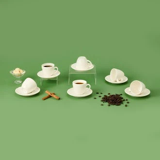 Porselen 12 Parça Kahve Fincan Seti - Beyaz ürün görseli 1