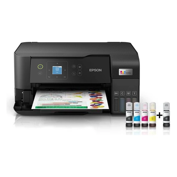 EPSON Ecotank L3560 Renkli Tanklı Yazıcı Baskı-Tarama- Kopya - ( Usb, Wifi, Wi-Fi Direct ) + Orijinal Epson 4 x 65 ml + 1 Ekstra Siyahmürekkep C11CK58404 - Resim 2