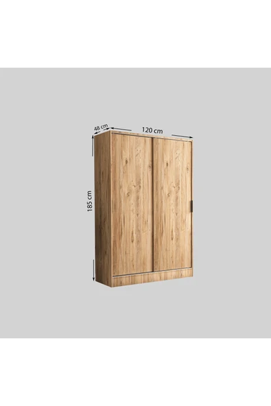 TUMBLERA Berceste Atlantik Çam 2 Sürgü Kapaklı 8 Bölmeli Dolap Gardırop - 5