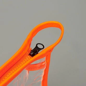 Fosforlu XL PVC Kozmetik Çantası - Şeffaf / Sarı - 16x26 cm - Resim 3