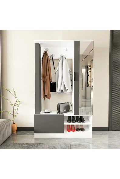 TUMBLERA Virgo White Portmanto Vestiyer 8 Bölmeli Ayakkabılık - 9