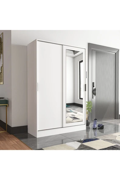 TUMBLERA AURA WHİTE Portmanto Vestiyer Ayakkabılık Aynalı 2 Sürgü Kapaklı - 7