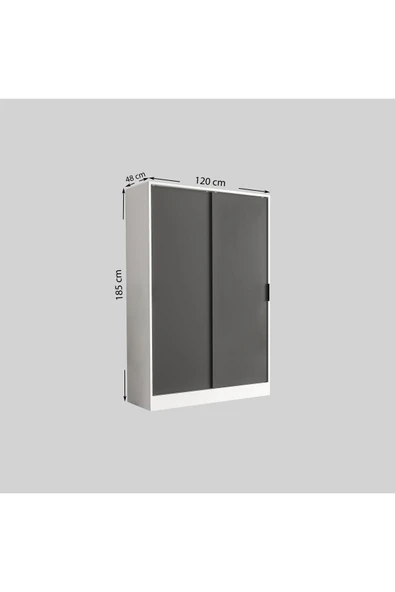 TUMBLERA Berceste Antrasit Beyaz 2 Sürgü Kapaklı 10 Bölmeli Dolap Gardırop - 6