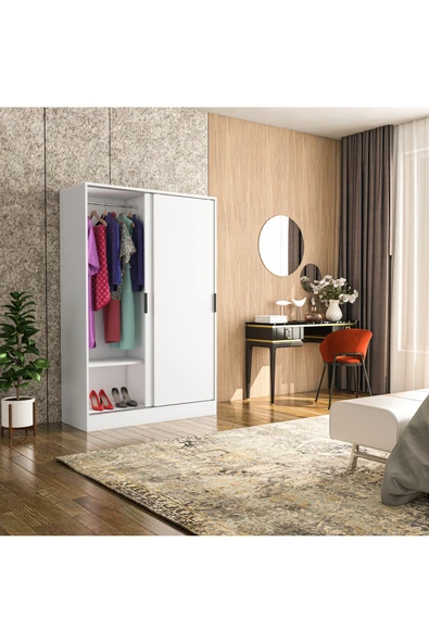 TUMBLERA Berceste Beyaz 2 Sürgü Kapaklı 10 Bölmeli Dolap Gardırop - 5