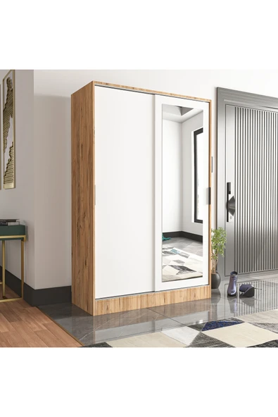 TUMBLERA AURA BIANCO PİNE Portmanto Vestiyer Ayakkabılık Aynalı 2 Sürgü Kapaklı - 8