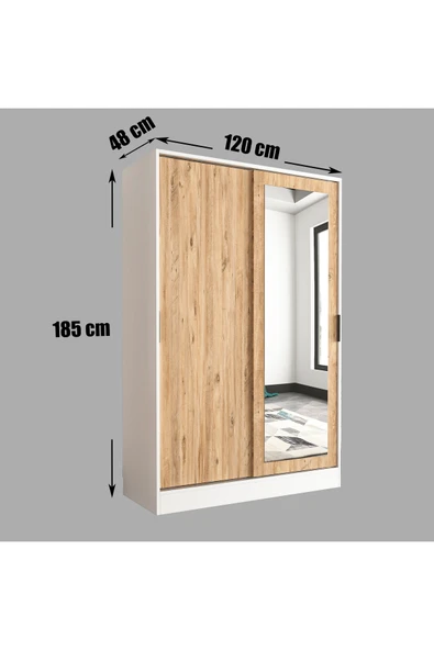 TUMBLERA AURA WHİTE PİNE Portmanto Vestiyer Ayakkabılık Aynalı 2 Sürgü Kapaklı - 6