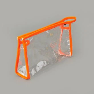 Fosforlu XL PVC Kozmetik Çantası - Şeffaf / Sarı - 16x26 cm - Resim 2