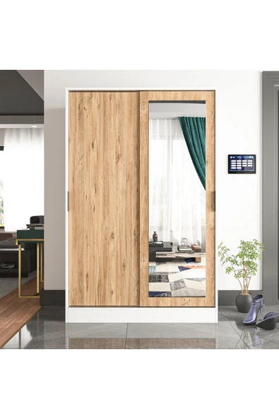 TUMBLERA AURA WHİTE PİNE Portmanto Vestiyer Ayakkabılık Aynalı 2 Sürgü Kapaklı - 2