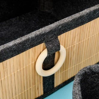 Living 3'lü Bambu Sepet - Kahverengi / Gri - Resim 3