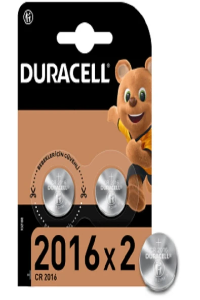 Duracell Özel 2016 Lityum Düğme Pil 3V, 2’li paket (CR2016)