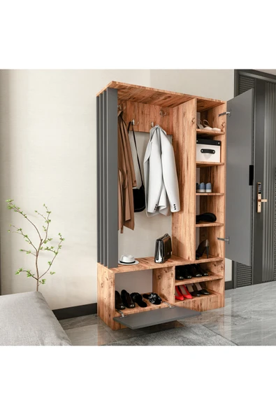 TUMBLERA Virgo Pine Portmanto Vestiyer 8 Bölmeli Ayakkabılık - 4