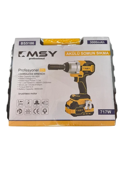 MSY professional AKÜLÜ TORKLU DARBELİ SOMUN SIKMA VE VİDALAMA 500N - Resim 3