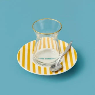 Kitchen Love Yourself Çay Tabağı - Sarı - 13 cm - Resim 2