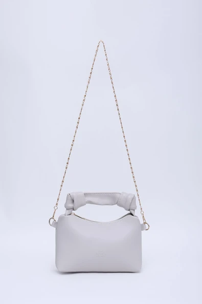 Shaka Gri Shk24 Orjinal Soft Deri Düğüm Detaylı Zincir Askılı El ve Omuz Çantası ürün görseli