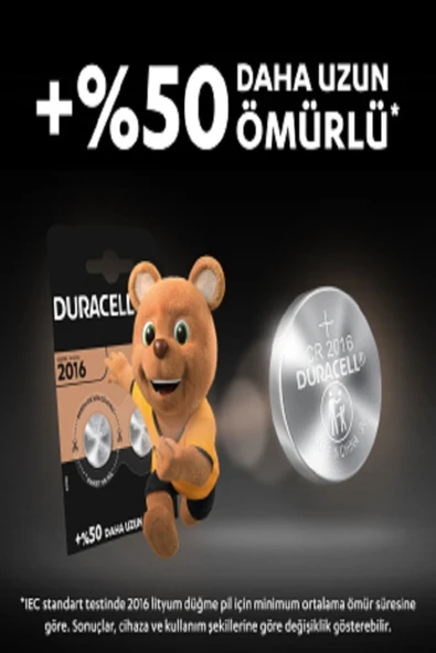 Duracell Özel 2016 Lityum Düğme Pil 3V, 2’li paket (CR2016) - 4