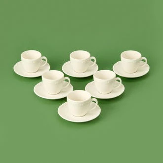 Porselen 12 Parça Kahve Fincan Seti - Beyaz - Resim 2