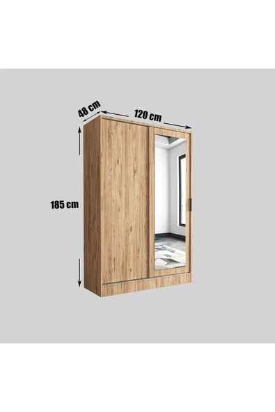 TUMBLERA AURA DUAL PİNE Portmanto Vestiyer Ayakkabılık Aynalı 2 Sürgü Kapaklı - 12