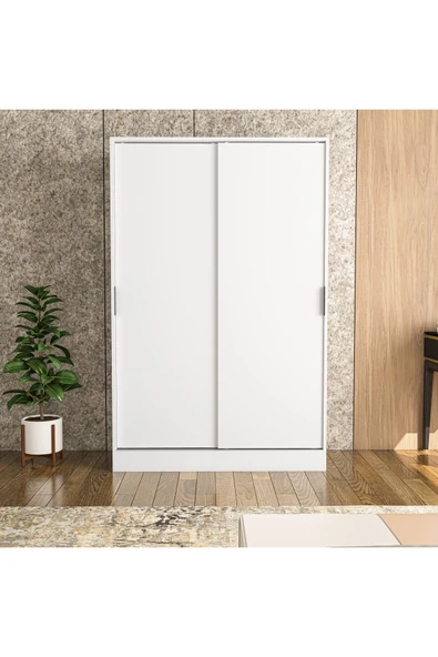 TUMBLERA Berceste Beyaz 2 Sürgü Kapaklı 10 Bölmeli Dolap Gardırop