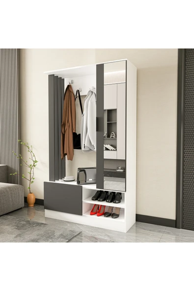 TUMBLERA Virgo White Portmanto Vestiyer 8 Bölmeli Ayakkabılık - 2