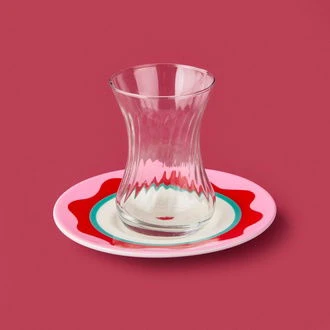 Kitchen Granny Çay Tabağı - Pembe / Kırmızı - 13 cm - Resim 2