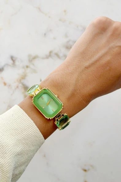 Aosta Yeşil Taşlı Kadın Kol Saati - Resim 4