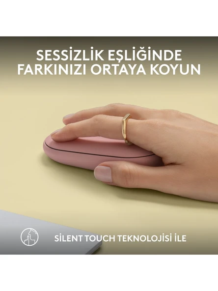 Logitech M350s Pebble 2 Bluetooth Kablosuz Sessiz Kompakt Mouse - Pembe - 5