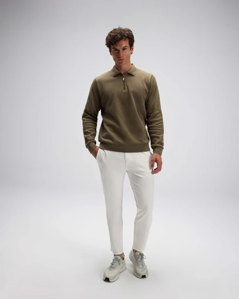 ELLESSE EM602-KH Erkek Haki Yarım Fermuarlı Polo Sweat - 5
