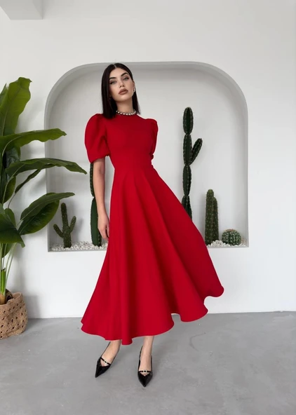 Catania Balon Kol Elbise - Resim 4